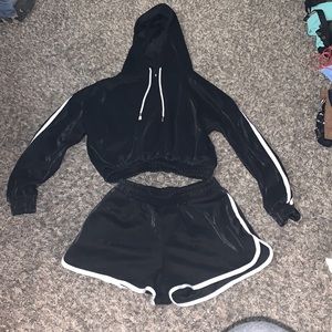 Cute black reflective short set